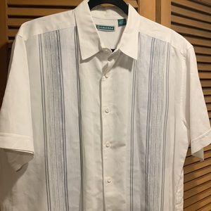Cubavera Mens Casual Cotton/Linen Blend Button Down Shirt